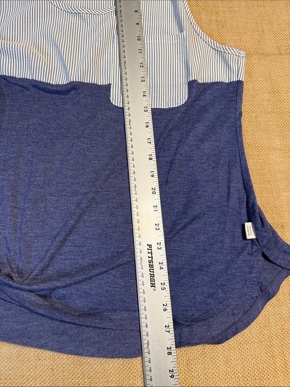Blue Striped Pocket Racerback Tank Top - Picture 3 of 5